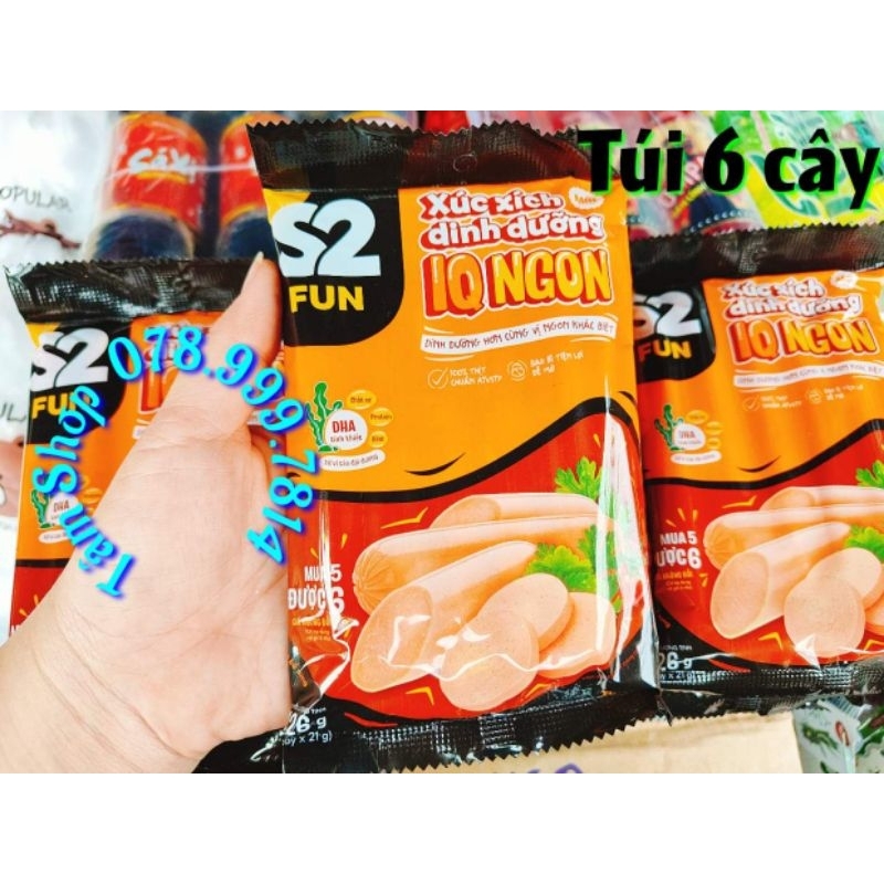 COMBO 3 TÚI 6 CÂY XÚC XÍCH DINH DƯỠNG THỊT HEO IQ NGON S2 FUN (KHỐI LƯỢNG TỊNH 126G)