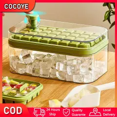 Ice Cube Maker Dengan Press Handle Sekali 2 Tray Wadah Transparan Tekan Cetakan Es Batu 32 Grid