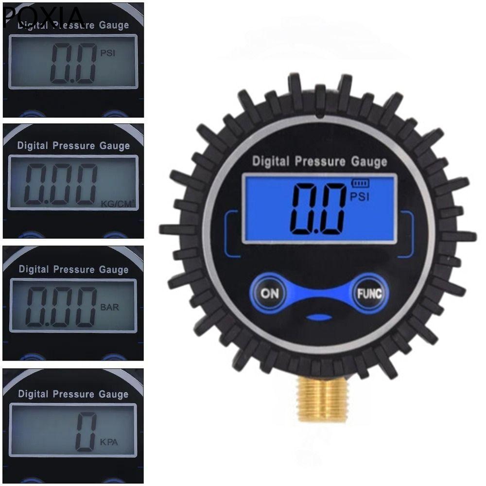 POXIA 0-250psi Đồng hồ đo áp suất lốp kỹ thuật số Di động Chính xác Đồng hồ đo áp suất áp kế LCD Công cụ kiểm tra Máy kiểm tra Đồng hồ đo áp suất không khí Xe hơi