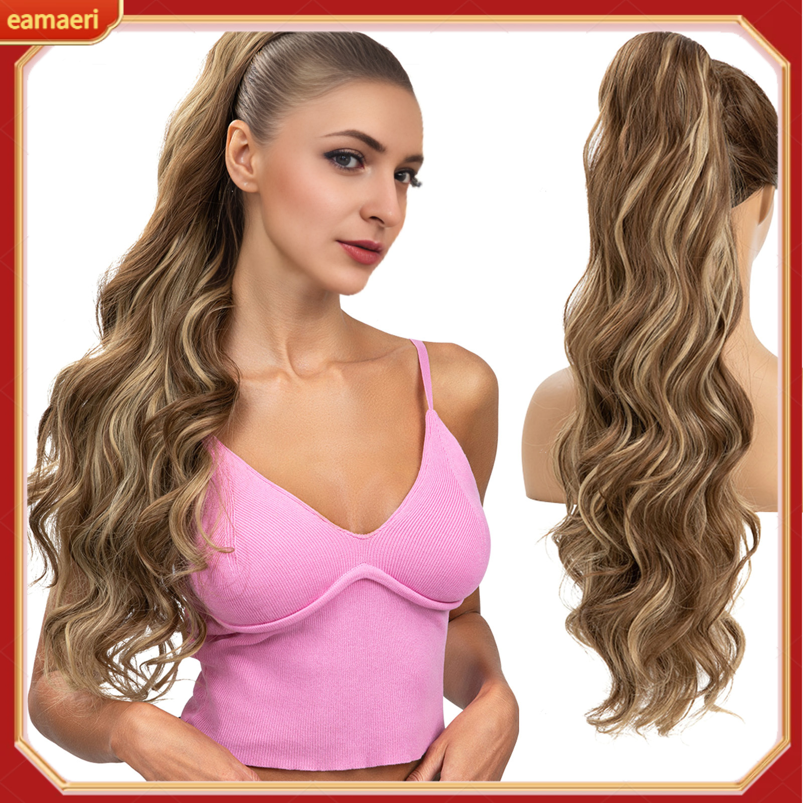 Women Long Curly Ponytail Extension Natural Looking High Temperature Fiber Fluffy Halloween Costume Cosplay Party Women Synthetic Drawstring Hairpiece ราคา 348 บาท*ส่งฟรี