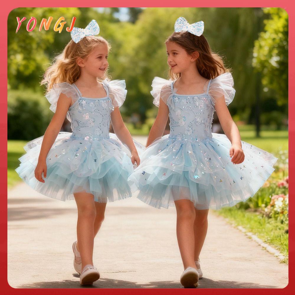 YONGJ Hoa Váy ballet cho trẻ em Hiện đại Đầm sequin Váy tutu ballet Thời trang Phồng Quần áo biểu diễn Bé gái