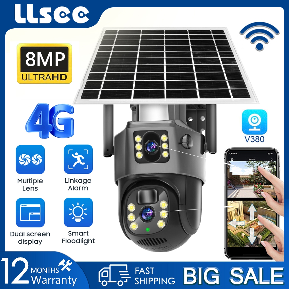 Camera Năng Lượng Mặt Trời Yoose 2 MẮT 4K 8MP Zom10X Camera 2 Mắt Thẻ SIM 4G Xoay 360 Độ Camera không dây năng lượng mặt trời PTZ Camera năng lượng mặt trời  ngoài trời 360 Built-in Pin chống thấm nước