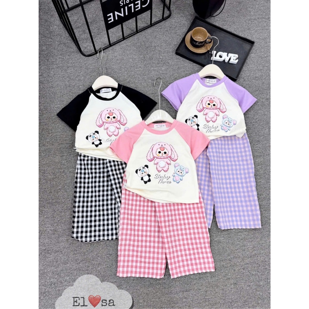 Quần áo bé gái - Sét Babythree mix quần kẻ thô đũi siêu xinh cho bé 1-8 Tuổi (không kèm túi)