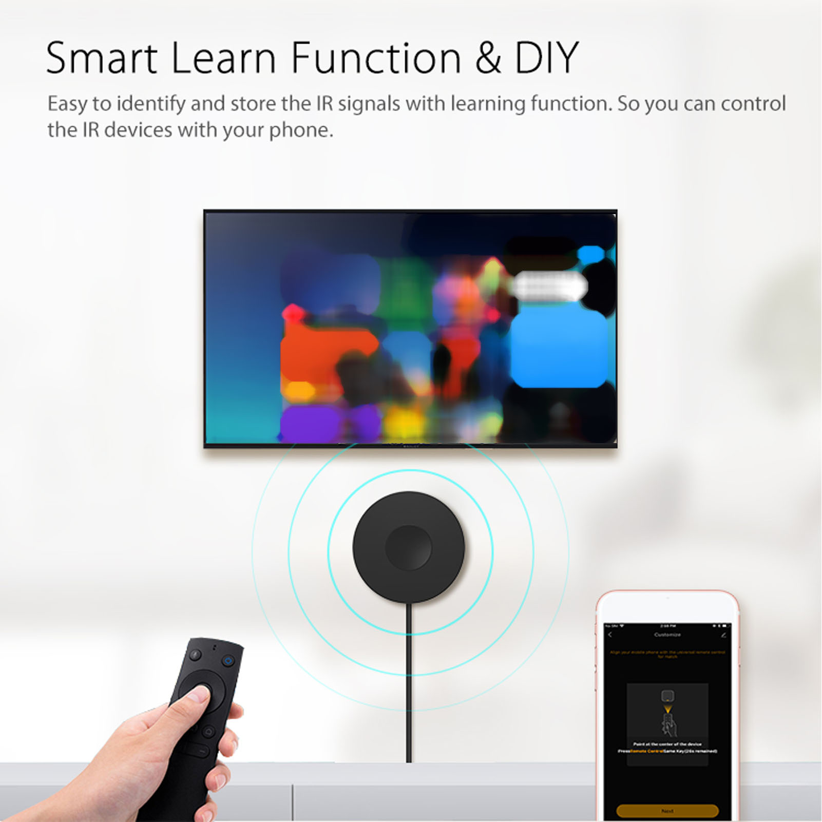 Hồng ngoại từ xa phổ quát thiết bị điều khiển chia sẻ Wifi điều khiển từ xa DC 5V 1A với cáp cho máy điều hòa TV Fan DVD