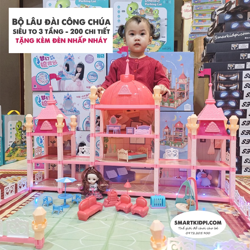 - Đồ Chơi Biệt Thự Công Chúa, nhà vila Barbie nhiều tầng Kích thước Lớn, lâu đài nghìn lẻ một đêm