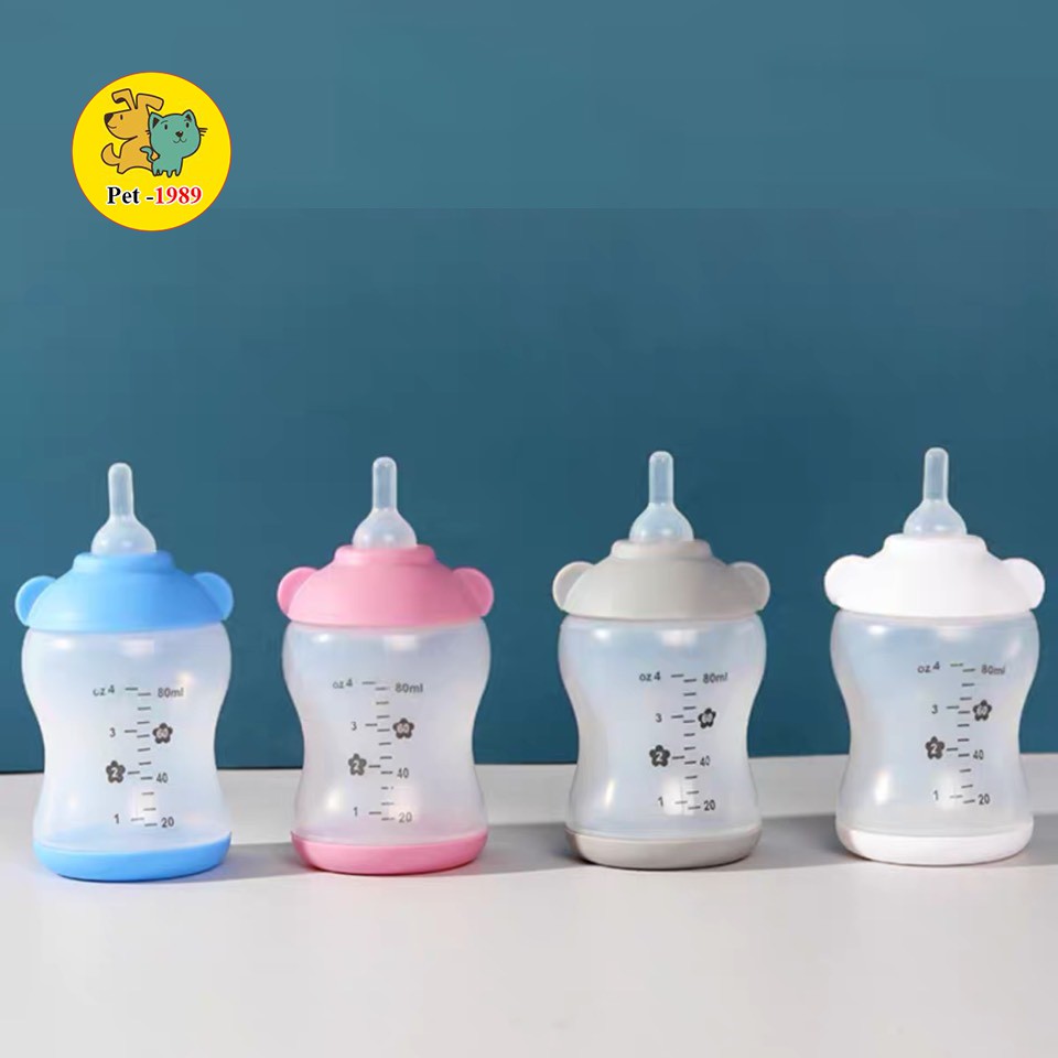 Bình Ti Bình Sữa Chó Mèo Sơ Sinh cao cấp silicon 80ml - 100ml Pet1989