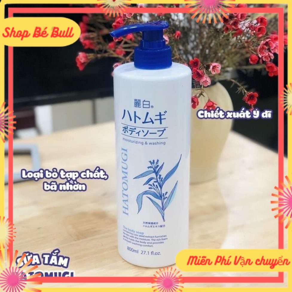   S- BBull  Sữa Tắm Trắng Da Giữ Ẩm Hatomugi Nhật Bản - 800ml dưỡng ẩm  mềm mịn  chống lão hóa 