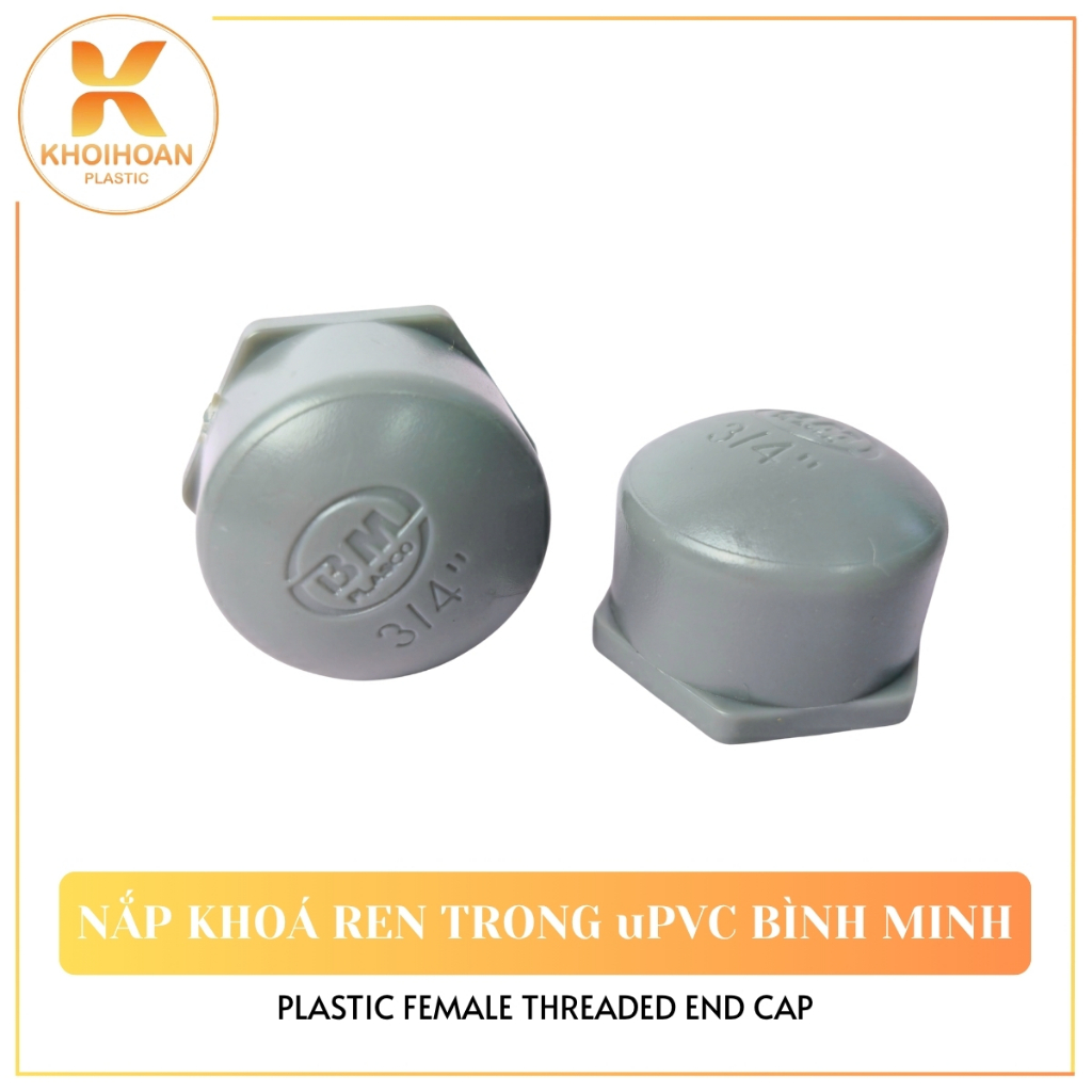 Combo 10 Nắp Khoá, Đầu Bịt, Bít Ren Trong Nhựa uPVC Bình Minh - Dày | Phi 21, 27, 34 | Khởi Hoàn