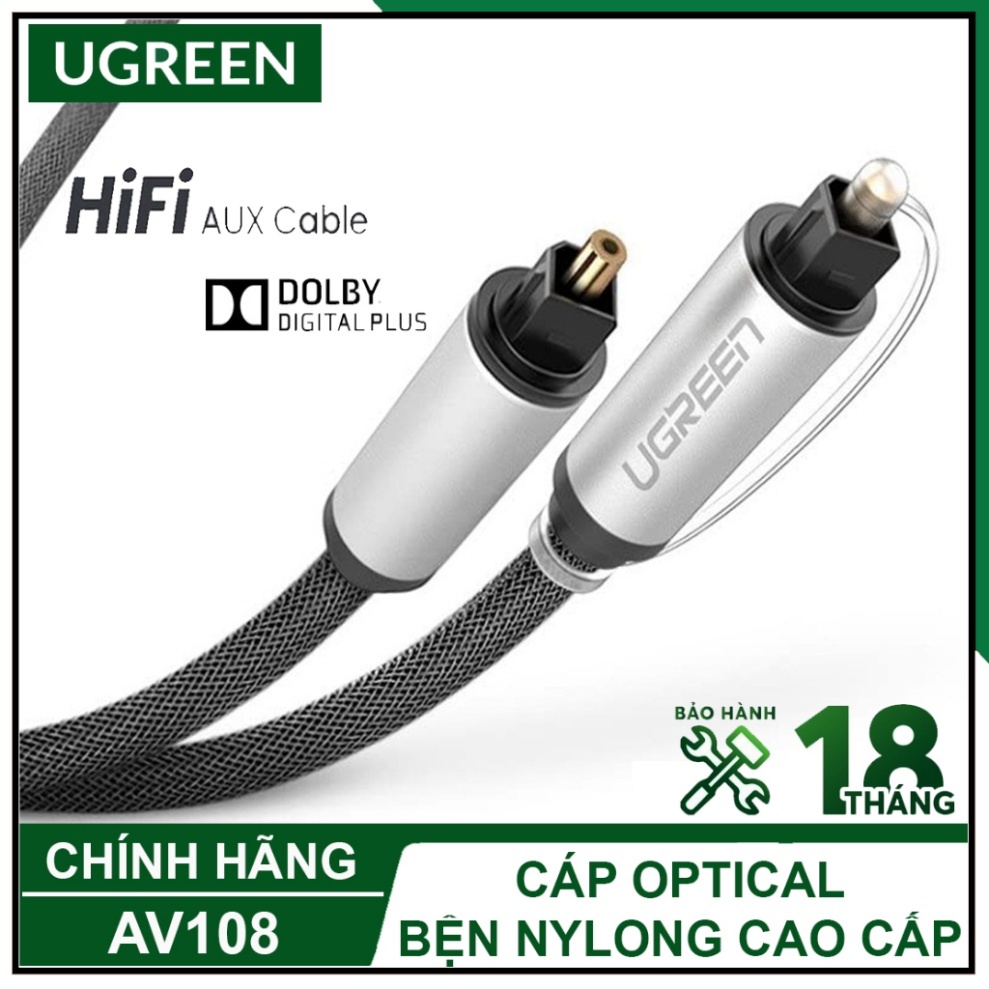 Cáp âm thanh quang Optical Ugreen AV108 10539 10542 10541 10540 AV108 (đầu nhôm,bọc nylong)