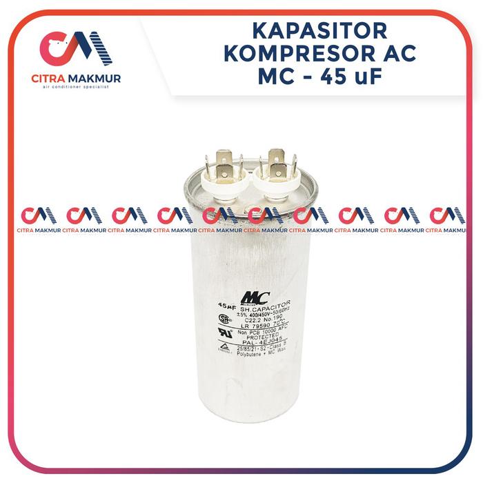 KAPASITOR AC 45 UF MC CAPASITOR OUTDOOR AIR CONDITIONER KOMPRESOR ALMUNIUM TABUNG MESIN SINGLE - Elvoir Store Harga 142,000 rupiah*Gratis Ongkir