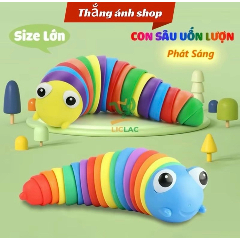 Đồ Chơi Con Sâu Uốn Lượn Đầu Có Đèn 18cm