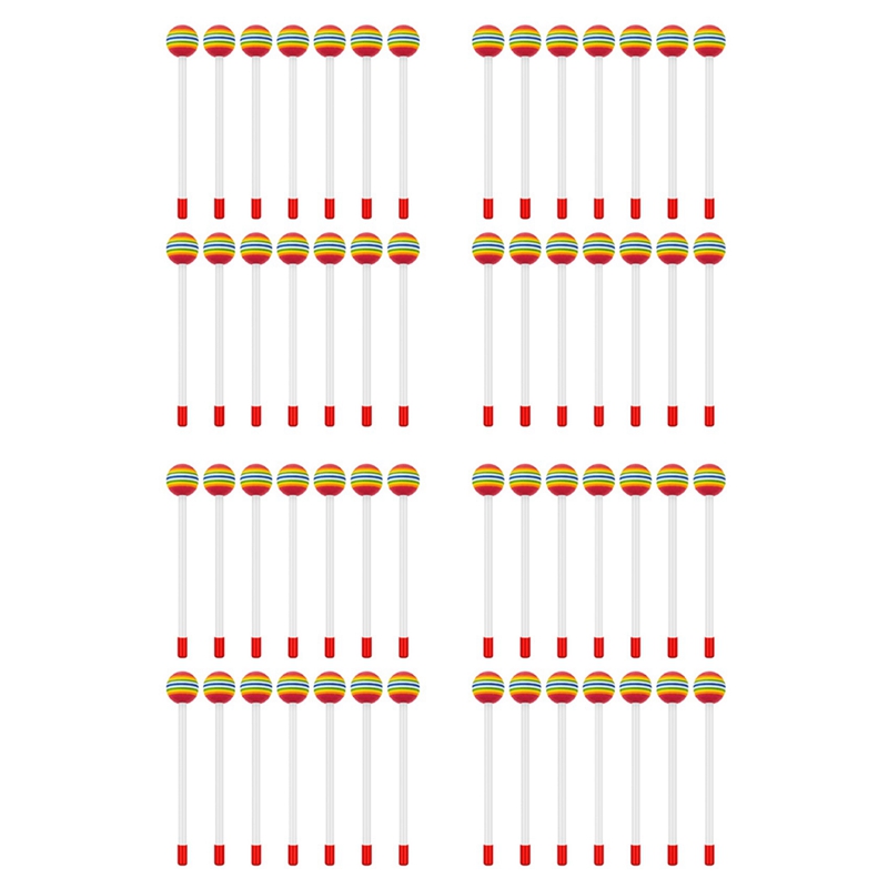 56 Pcs Lollipop Drum Mallet Sticks Round Rainbow Hammer Percussion Sticks Plastic Drumsticks for Kids Child Mallet
