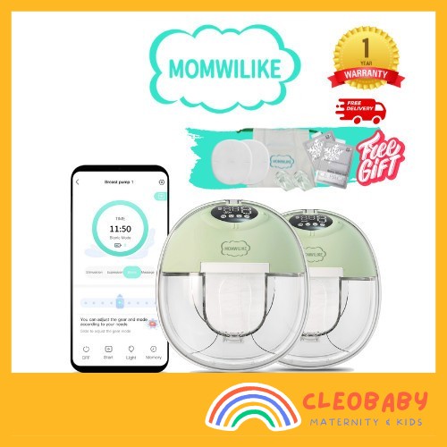 MOMWILIKE G2 Wearable Breast Pump with Dust Cover (24mm flange 17 19 21mm Insert 6oz cup) TUYA App Control
