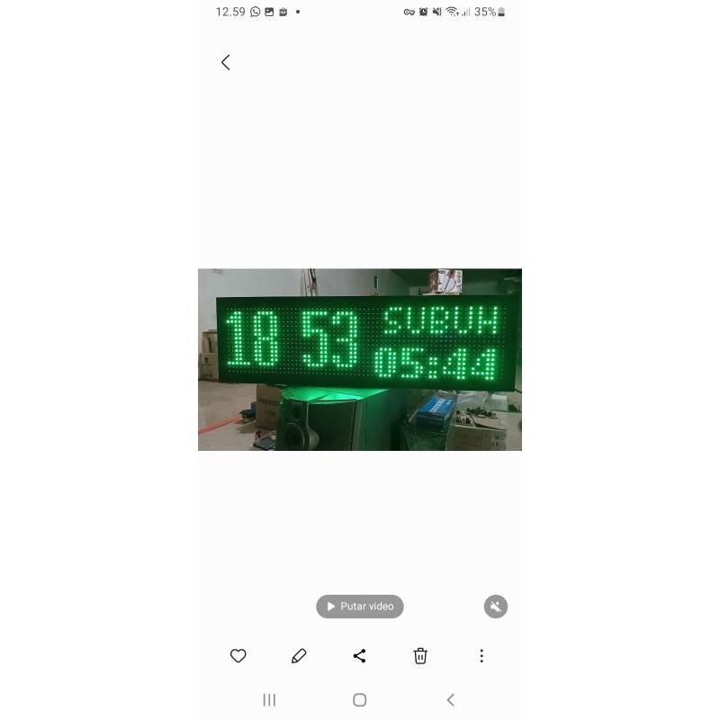 JAM MASJID MUSHOLA TOKO digital Jadwal sholat LED running text Merah - Hijau - Biru - Putih