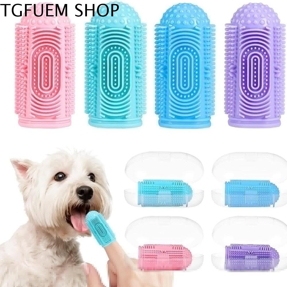 TGFUEM 4pcs/set Chống cắn Găng tay cho thú cưng Silicon Đầy màu sắc Dụng cụ vệ sinh răng miệng Bàn chải vệ sinh thú cưng Mềm mại Bàn chải đánh răng cho chó Dành cho mèo và chó