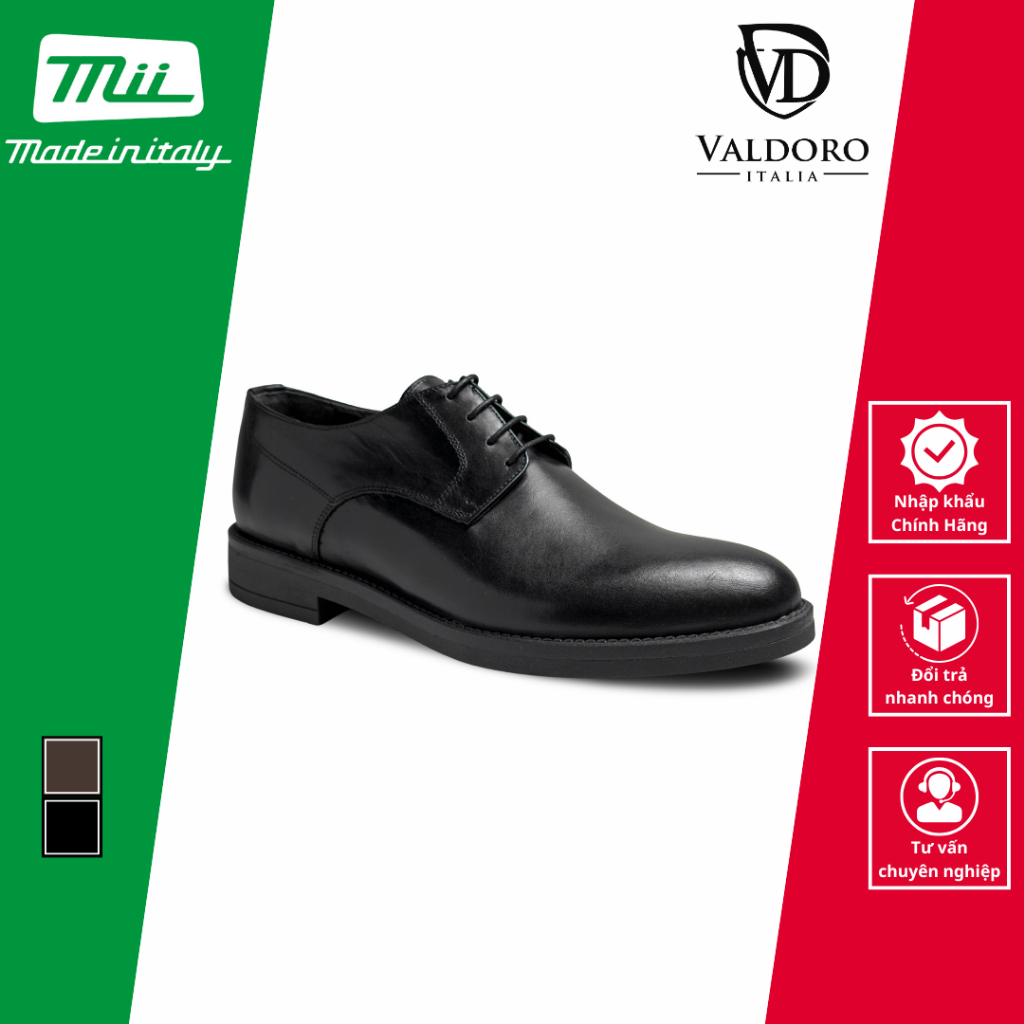 Giày Tây Nam Công Sở Da Thật Sản Xuất Tại Italy - Valdoro -GLAUCO-PELLE_NERO