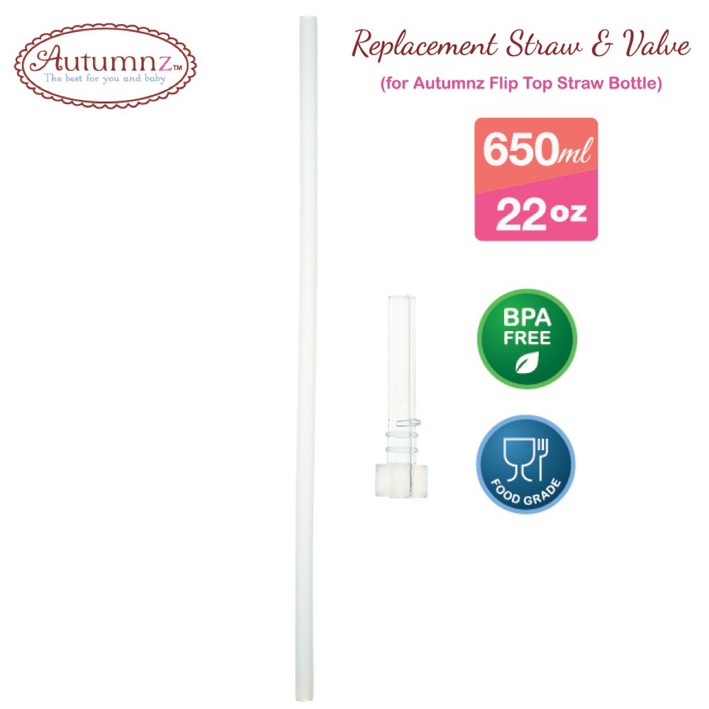 MILLIE Autumnz Baby Flip Top Straw Water Bottle Free Replacement Straw (350ml/ 500ml/ 650ml) (12oz/17oz/22oz)