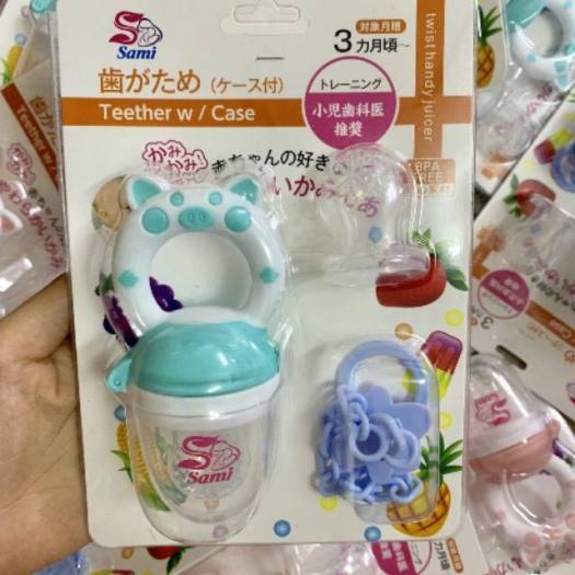 Thảo Uyên | Túi nhai ăn dặm chống hóc 3 núm nhai Sami Nhật Bản, túi nhai chống hóc 3 màu chất liệu silicol an toàn