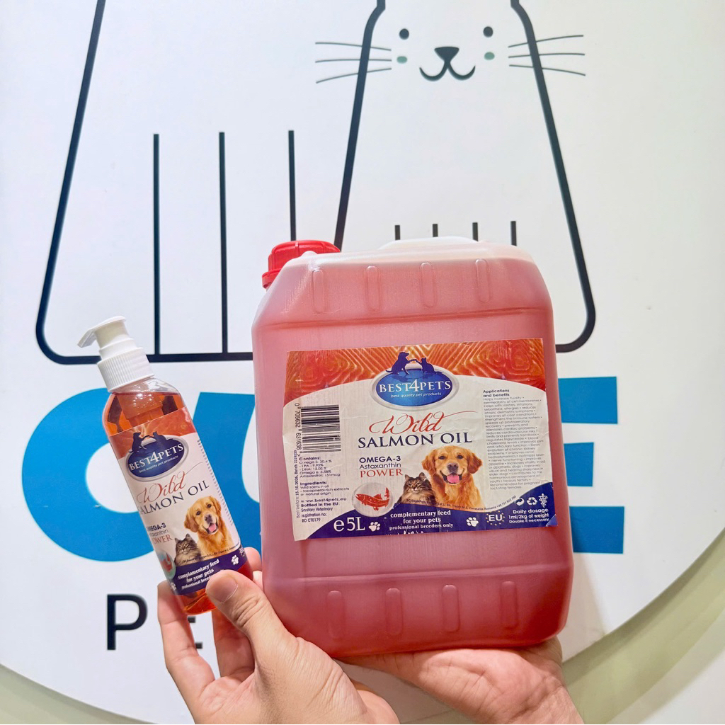Dầu Cá Hồi Hoang Dã BEST4PET Cao Cấp Cho Chó Mèo Nhập Khẩu Tại Na Uy Chai 1Lít