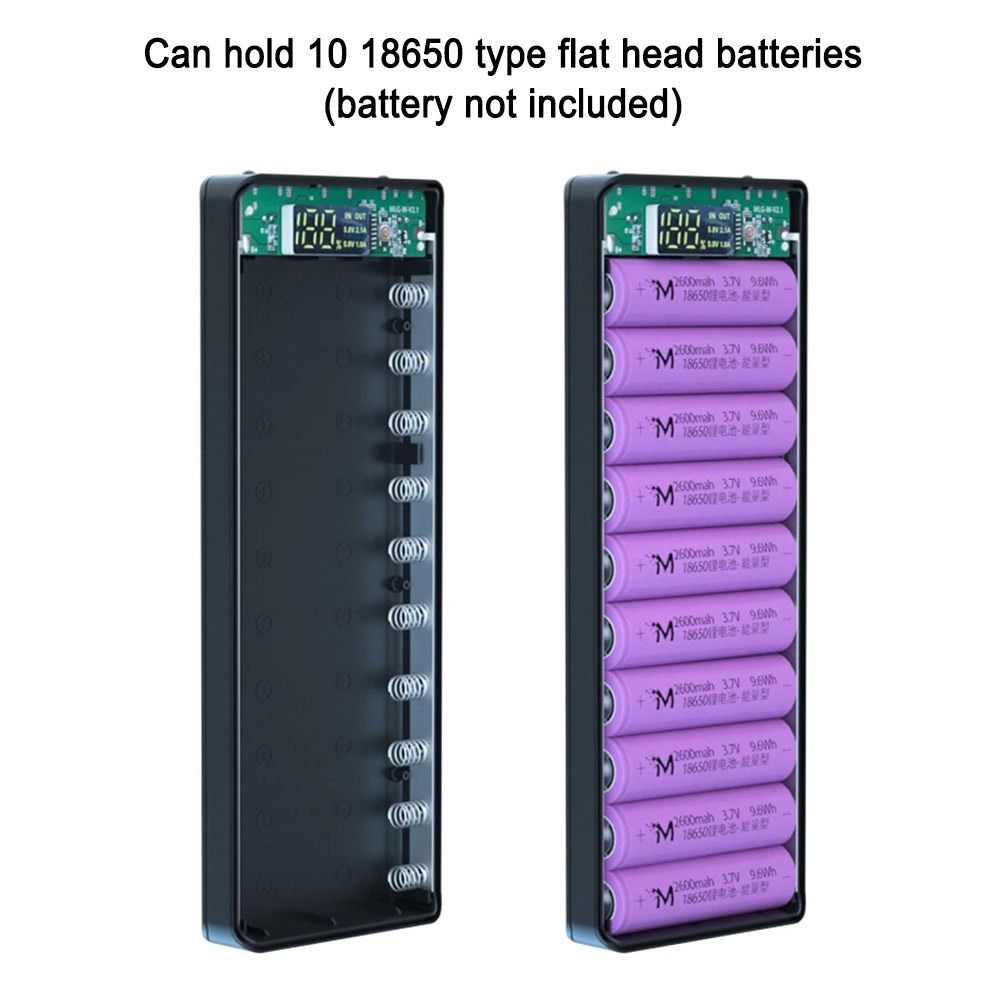 5210BIYU Có thể sạc lại 10 khe cắm Nhanh Phí Ngân Hàng điện Trường Hợp Pin Lưu Trữ Hộp Sạc Trường Hợp Sạc khẩn cấp