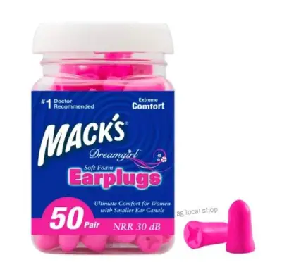 [SG In-Stock] 50 pairs Mack's Dreamgirl Soft Foam (Pink) Earplugs Macks Small Ear Plugs Sleeping, Snoring, Studying, Loud Events, Traveling & Concerts Ear Protection