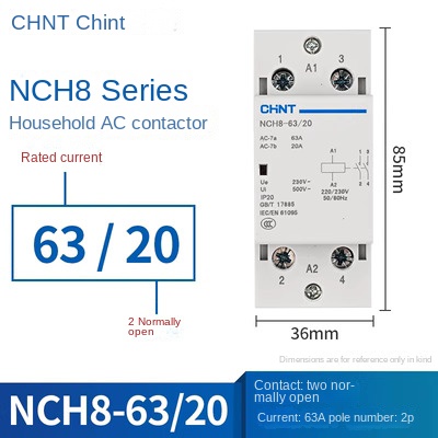 Contactor AC NCH8-63/20 63A (2 Thường Mở) | NCH8 20/25/40/63 CHINT 220V Xoay Chiều – Điều Khiển Điện Thông Minh
