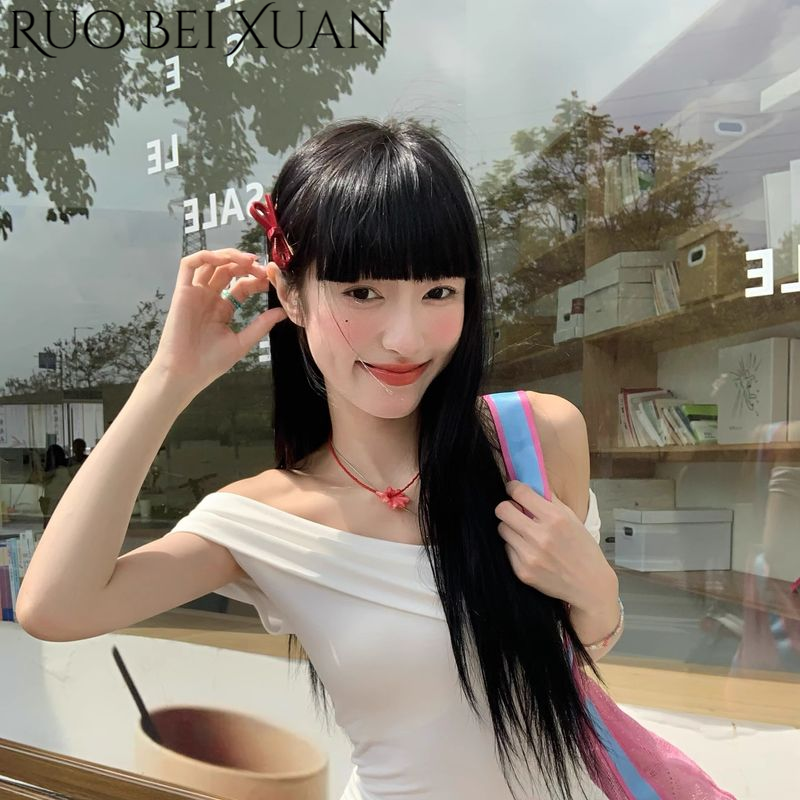Ruo Bei Xuan Sexy Off-Shoulder Crop Top with Tie for Summer ราคา 148 บาท*ส่งฟรี