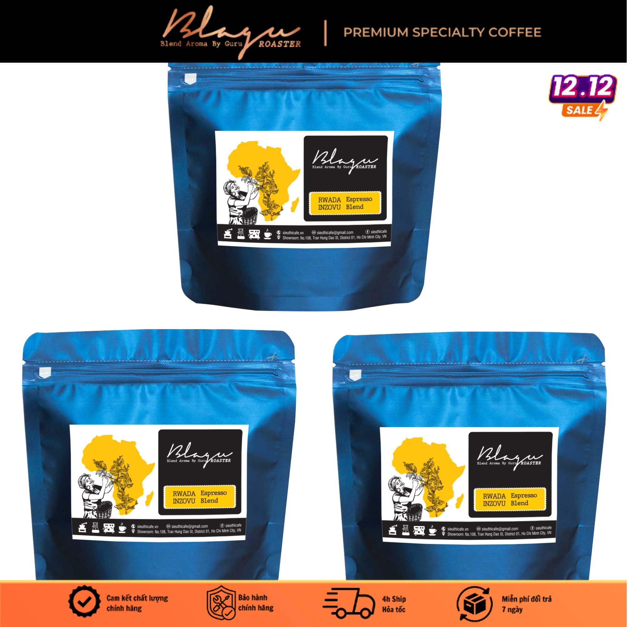 Cà phê blagu hạt rang rwanda inzovu medium roast 300g