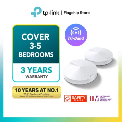 TP-LINK Deco M9 Plus(2-pack) AC2200 Tri Band Gigabit MU-MIMO WiFi Mesh Router (Whole Smart Home Mesh WiFi System) Works with all Telcos (Supports IPTV)