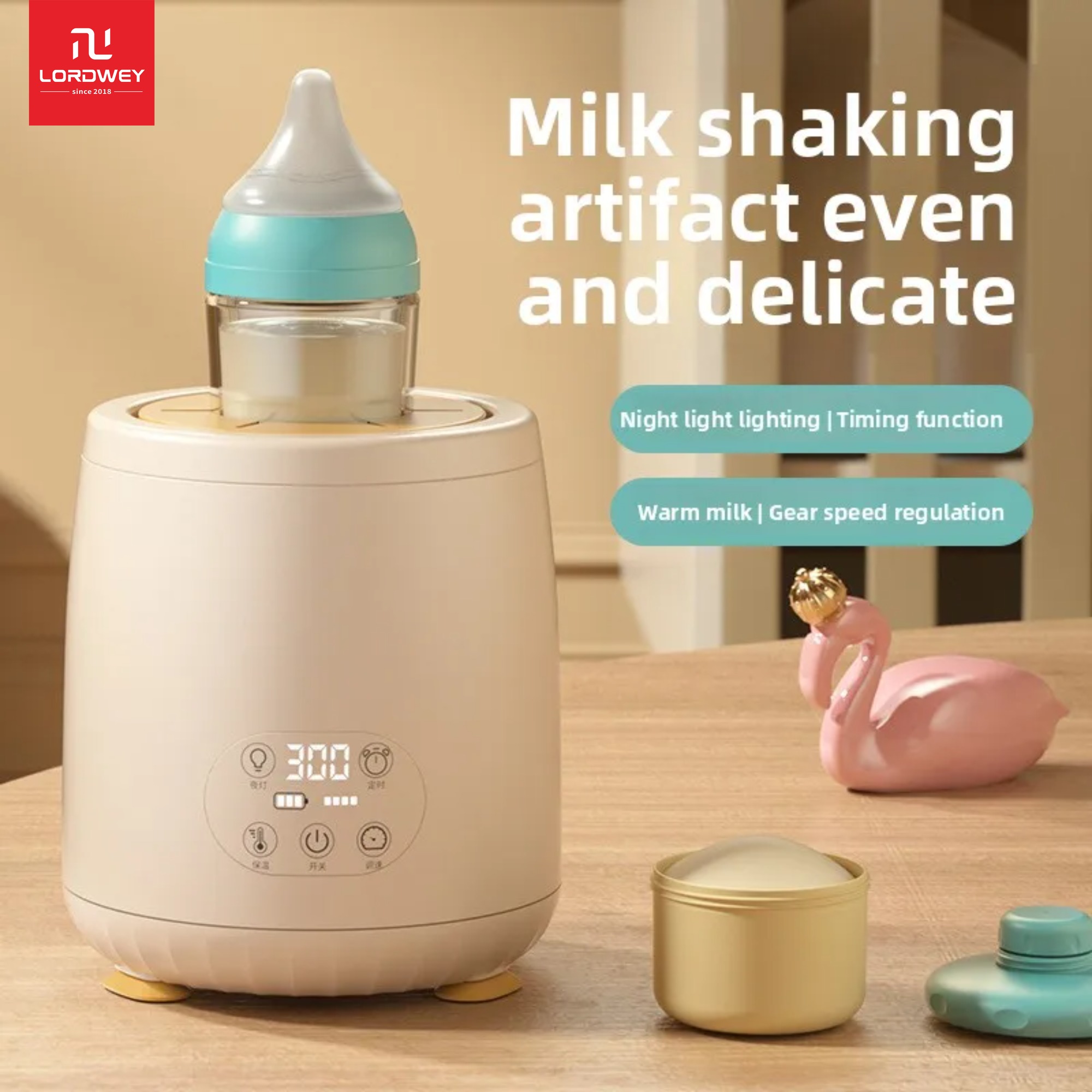 Lordwey Bé Thông Minh Điện Sữa Shaker Tự Động Sữa Nhiệt Bé Pha Tạo Tác Tích Hợp Sữa Nóng Khuấy
