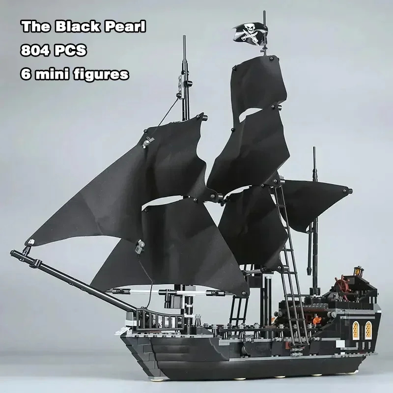 Pirates Of The Caribbean Ship Queens Revenge Warship Black Pearl Sailboat Building Block Gạch MOC 41