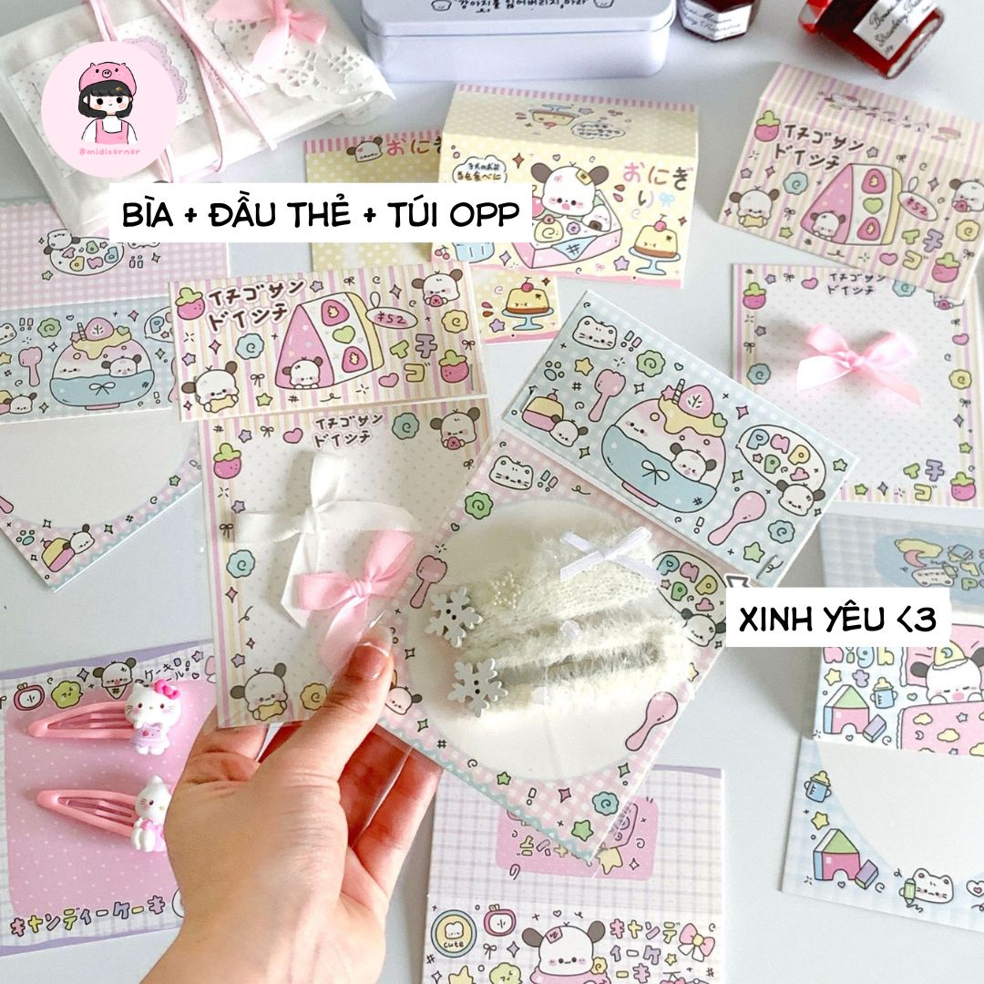 Set 10 bộ đầu thẻ, bìa giấy và túi OPP Cún Pacha 10x10cm gói hàng dễ thương Midi Corner