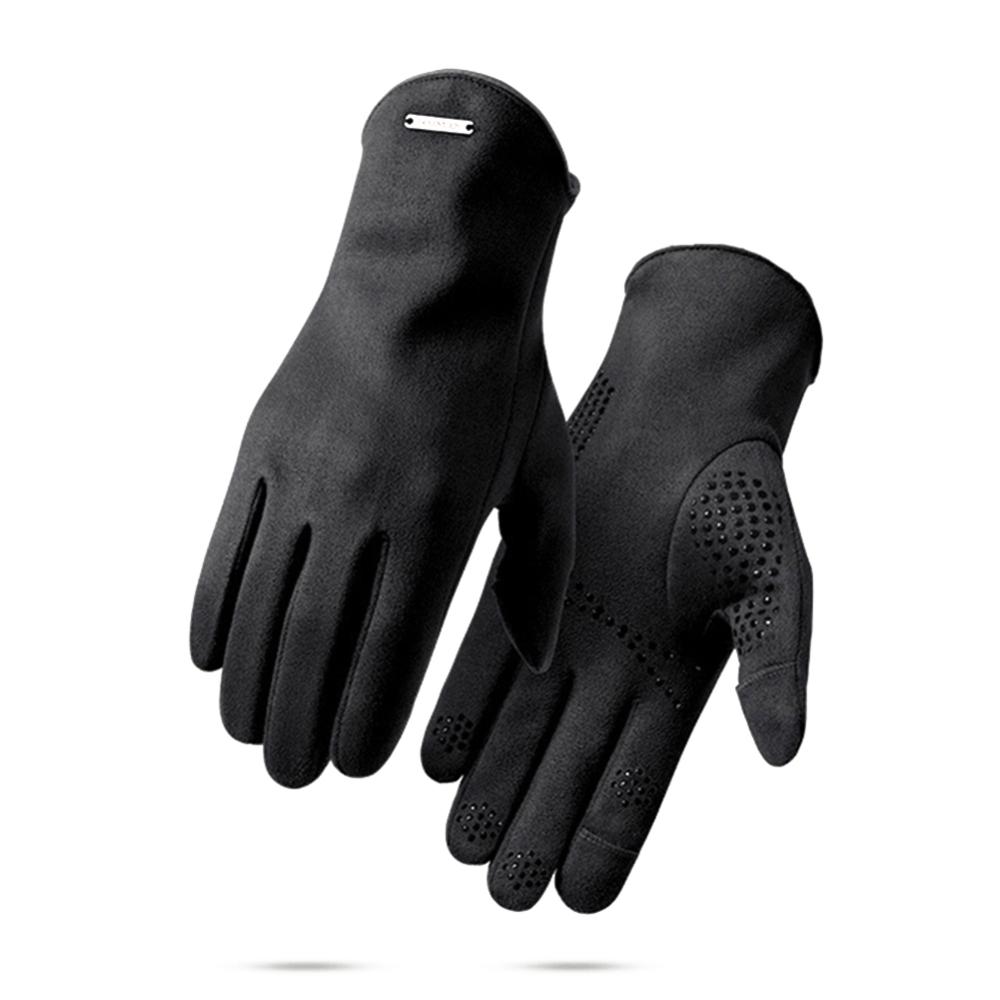Suede Warm Split Finger Gloves Windproof Warm Thermal Gloves Non