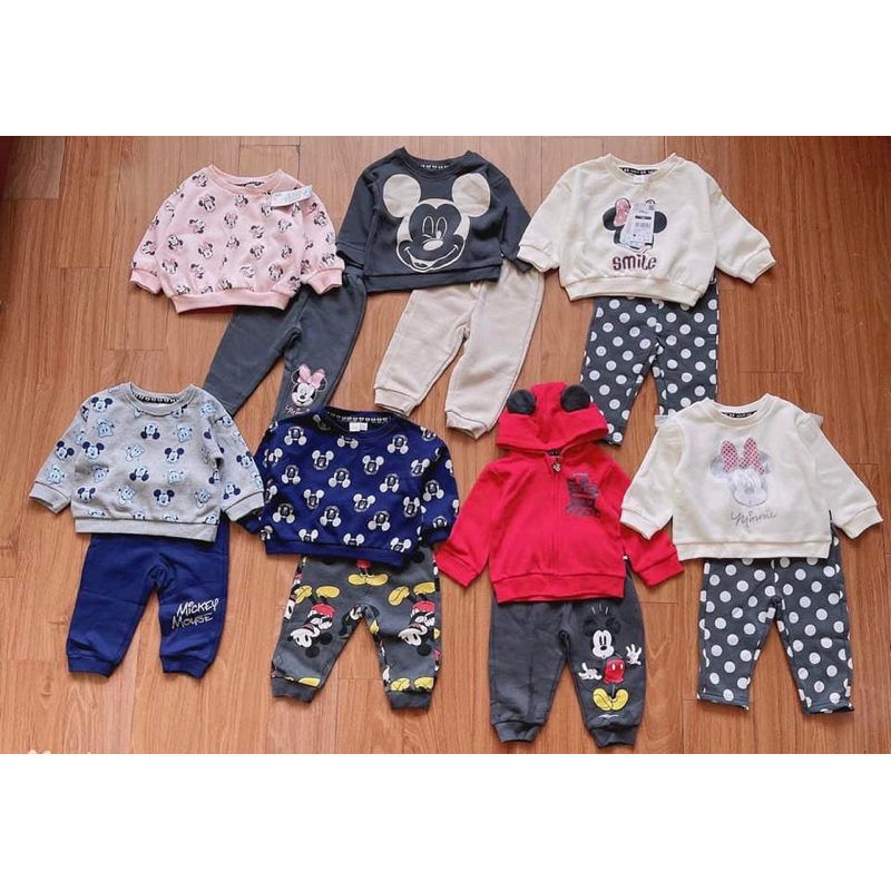 C4455 Set nỉ bông hoạ tiết hoạt hình ngộ nghĩnh cho bé trai bé gái dư xịn 3-24m [ Keinnier] X09-092