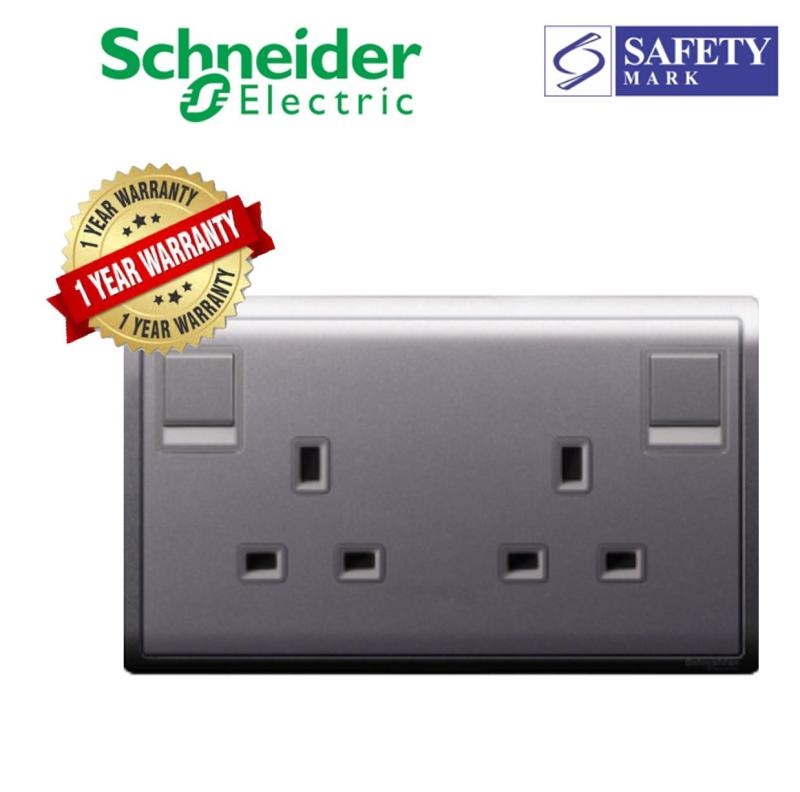 Schneider Electric Pieno- 13A Twin Gang Single Pole Switched Socket, Lavendar Silver