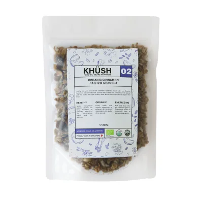 KHUSH Organic Cinnamon Cashew Granola, 350 g