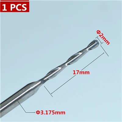 yingke 3.175mm*2.0mm*17mm Freeshipping Cnc Solid Carbide Woodworking Router Bit End Mill 2 Flute Ball Nose Milling Cutter Mdf