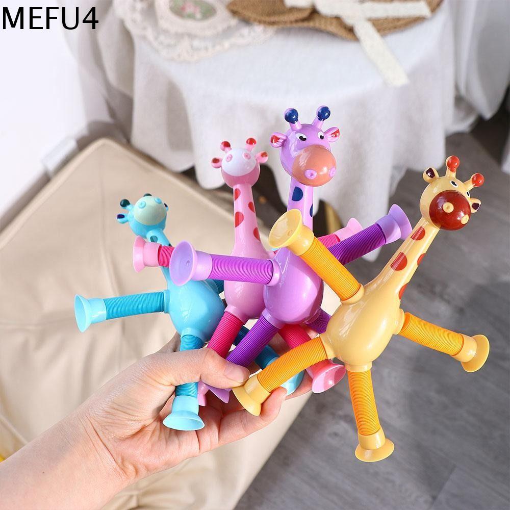 MEFU4 Kính thiên văn Đồ chơi hươu cao cổ phát sáng Có thể co giãn Cốc hút Đồ chơi hươu cao cổ co giãn Nâng cao kỹ năng Tự làm Ống Pop Hươu Cao Cổ Kỹ năng vận động cho trẻ em