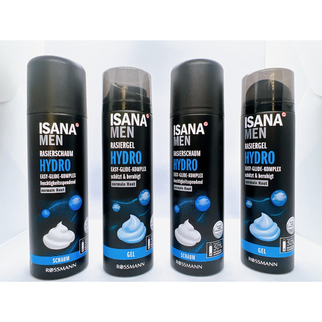 Gel cạo râu từ đức isana men hydro gel 200ml - schaum 300ml