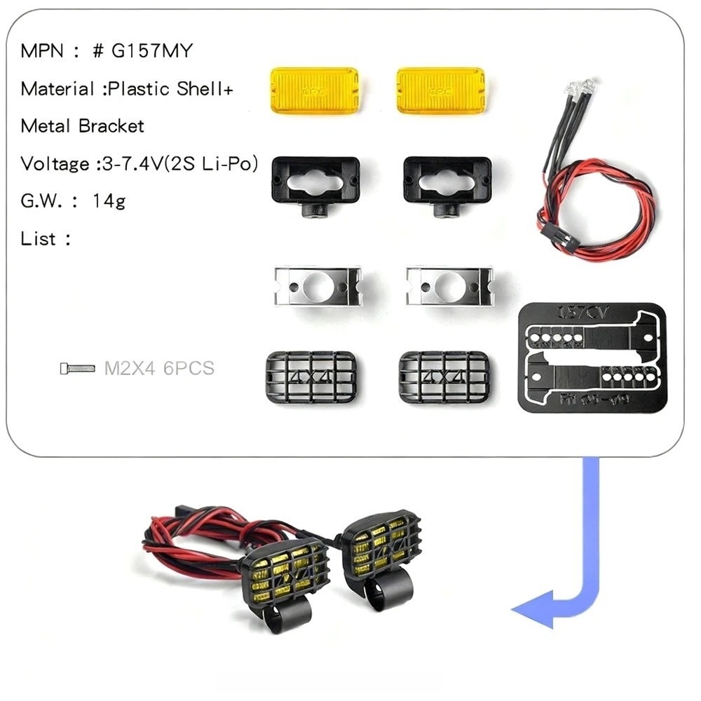 PIEPING 1 Pair 1/10 1/8 Đèn chiếu sáng xe RC 17mm  loại Đèn tìm kiếm mô phỏng  Phong cách địa hình Đèn tìm đồ chơi ô tô Cho TRX-4 TRX-6 SCX10. - 3