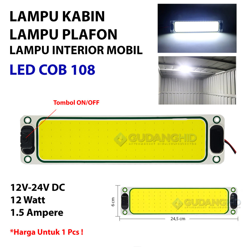 Led Interior Cabin Ceiling Light for Car Truck Trailer Box Voxx Cob 108 Eyes 12V-24V Universal Harga 29,988 rupiah*Gratis Ongkir
