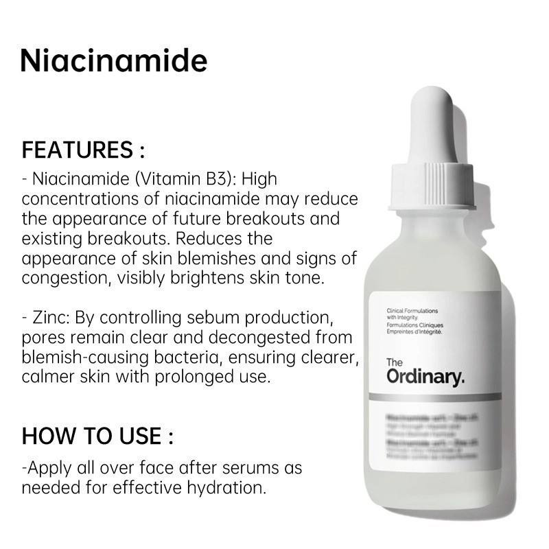 The Ordinary Niacinamide 10% + Zinc 1% kiểm soát thu nhỏ lỗ chân lông cho da dầu mụn 30ml