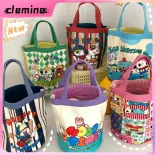 Clemine Túi Xô Vải Dễ Thương Graffiti Trẻ Con Minh Họa Xách Tay Xô Tròn Mẹ Túi Đựng Đồ Túi Đựng Đồ Hộp Cơm Túi Đi Làm Túi Xách Nhỏ