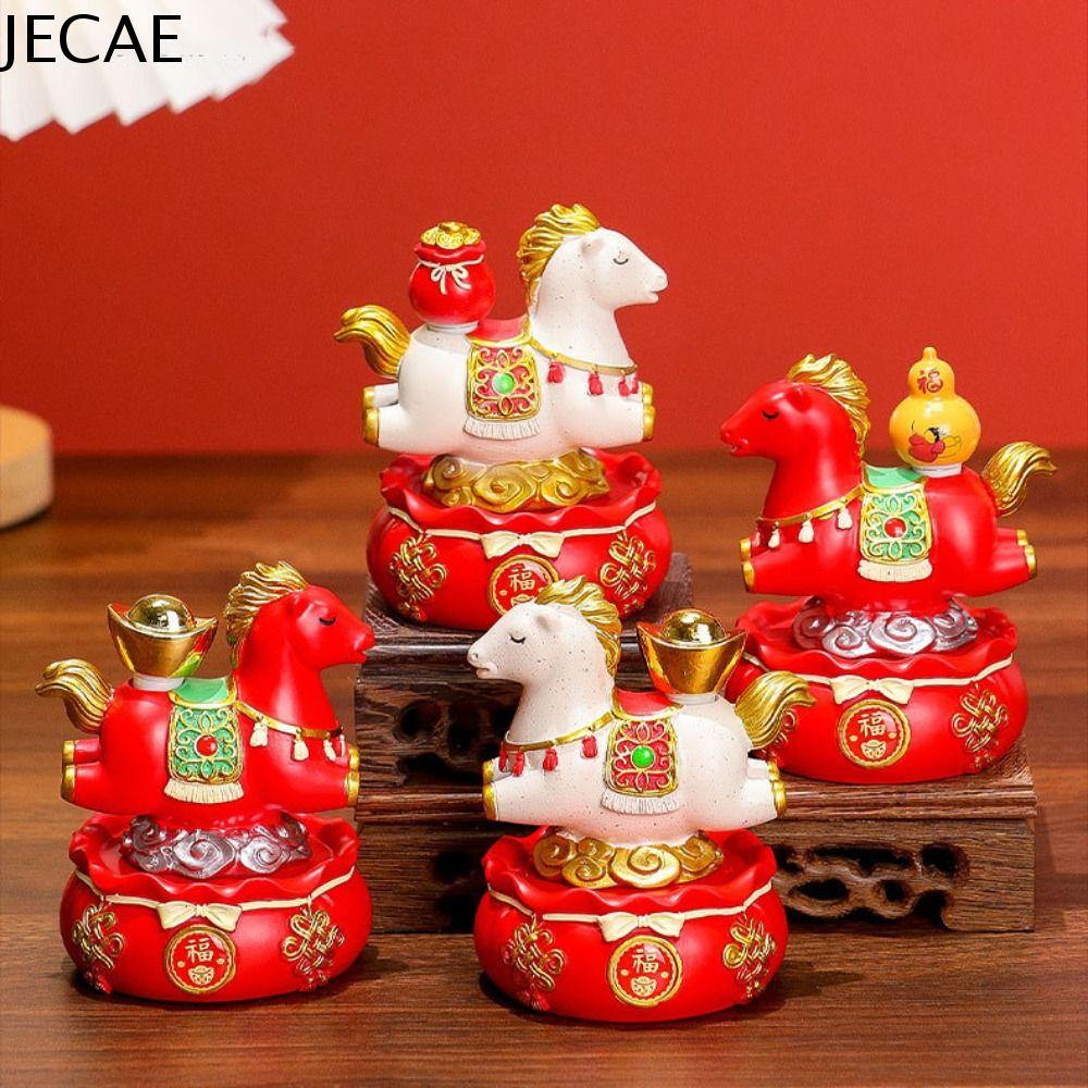 JECAE Nhựa Tượng ngựa Đồ trang trí bàn làm việc Phong cách Trung Quốc hàng nhỏ nhân vật mascot năm mới Quà tặng Chúc may mắn Đồ trang trí cung hoàng đạo Văn phòng
