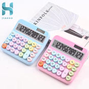 Kawaii 12-Digit Solar Candy Color Large Screen Calculator