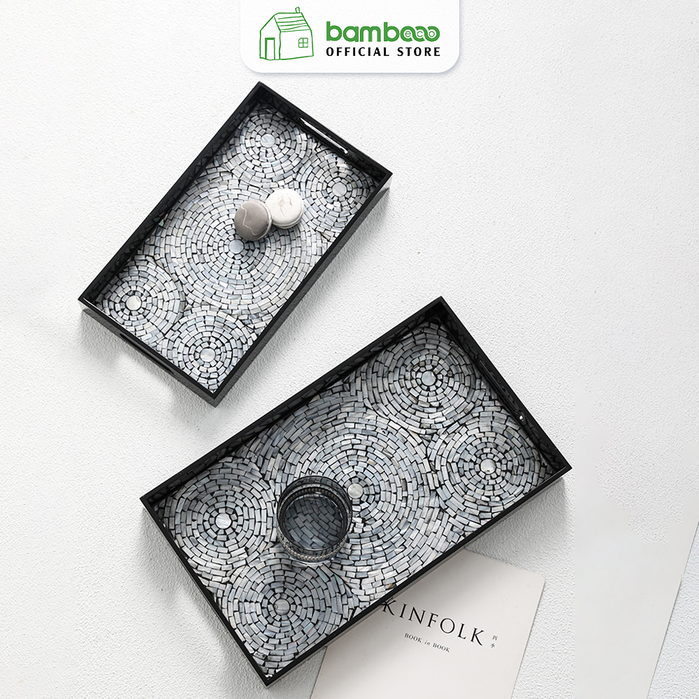 COLLECT VOUCHER 10% OFF -Bambooo eco premium mosaic pearl tea tray for