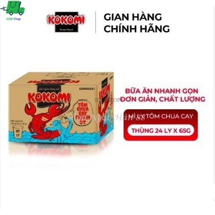 Thùng 24 ly mì Kokomi Tôm Chua Cay 65gr/ly