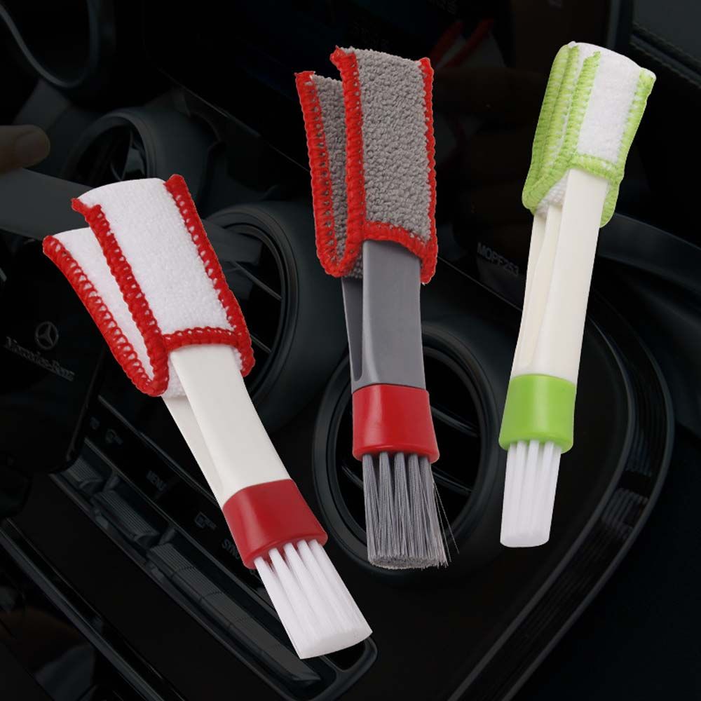 QIANNONG Mềm Sợi nhỏ bảng điều khiển Với 2 đầu bàn chải Bàn phím Dụng cụ rửa xe Chổi thông gió điều hòa ô tô Bảng điều khiển Gap Drub Remover Máy làm sạch lưới tản nhiệt ô tô Bàn chải đánh bóng rèm