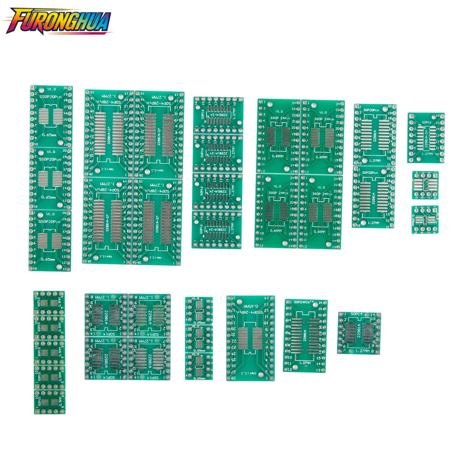 【FURONGHUA】 PCB Conversion Kit 35pcs Green Boards for SOP MSOP SSOP TSSOP SOT23 Packages ราคา 140 บาท*ส่งฟรี