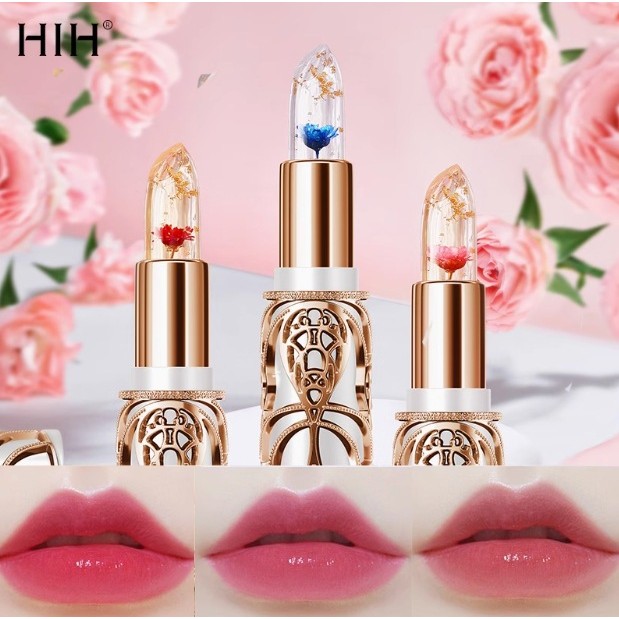 HIH Petal Jelly Discoloration Lipstick Moisturizing Color Changing Gold Foil Transparent Paste Lip Balm Long Lasting Student Female Face Makeup